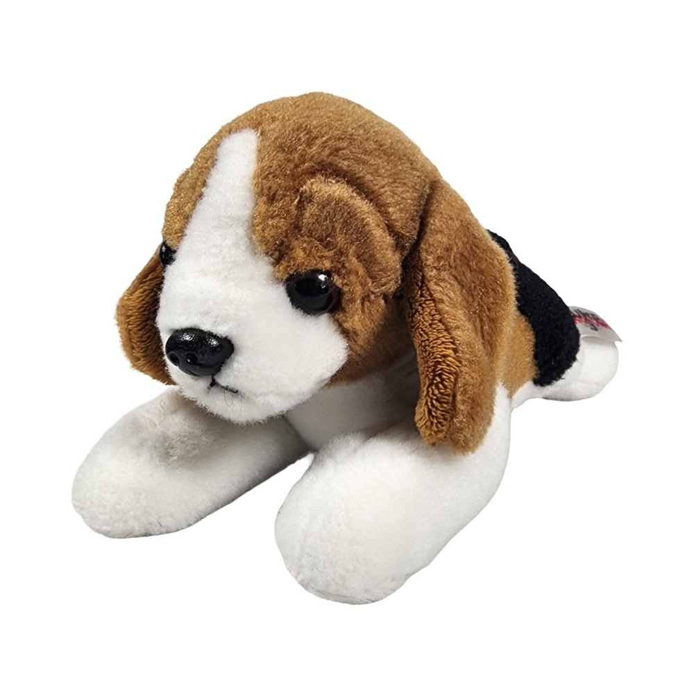 Aurora Beagle Puppy Dog Plush‎ Brown White Black Stuffed Animal 7 Inch Laying
